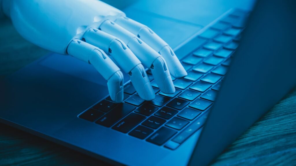 robotic hand using laptop