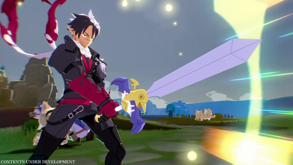 A serious young man wields a massive sword
