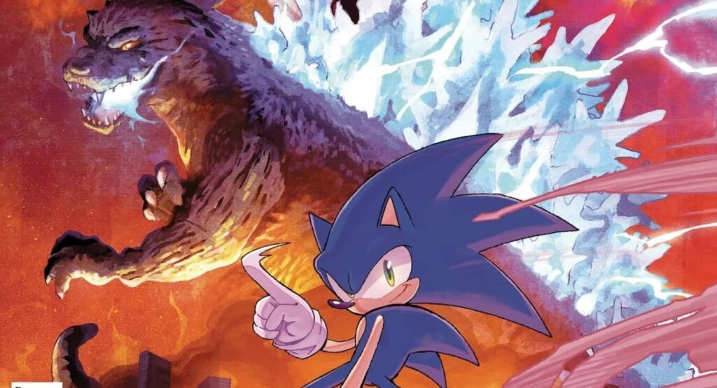 The blue blur clashes with the kaiju king in SONIC x GODZILLA miniseries