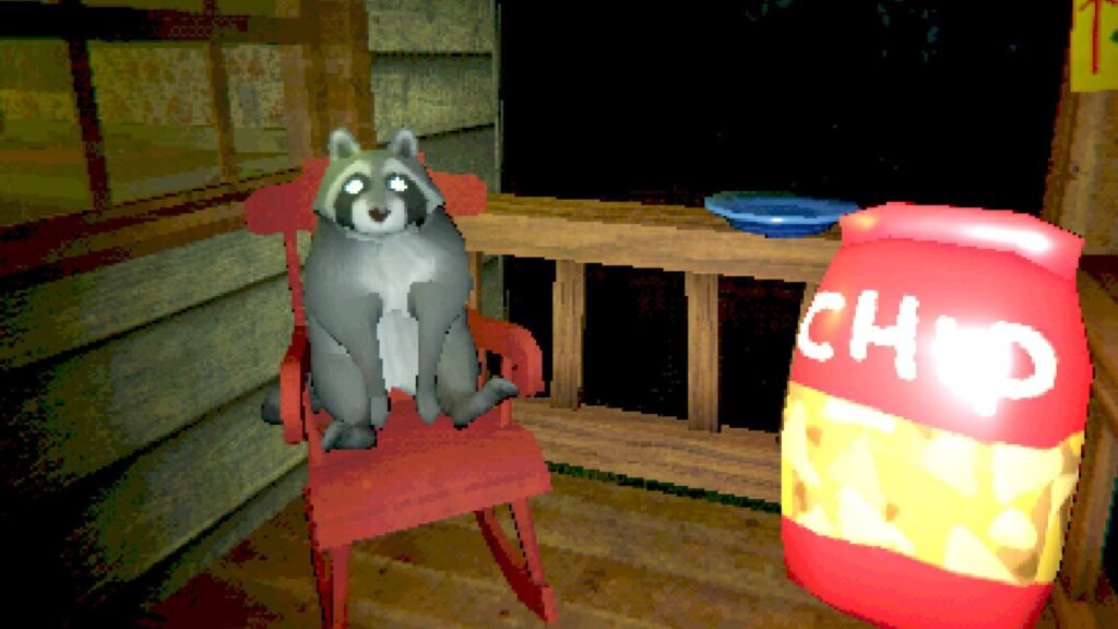 My 5 favorite cozy games in Steam’s House and Home sale A raccoon sitting in a rocking chair on a porch in Creature Kitchen.