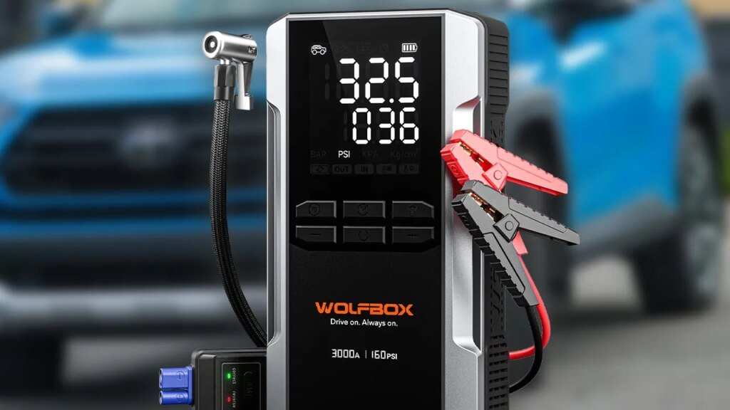 Save 50% Off the Wolfbox MegaVolt16 Air Cordless Car Jump Starter, Tire Inflator, and Power Bank at Amazon