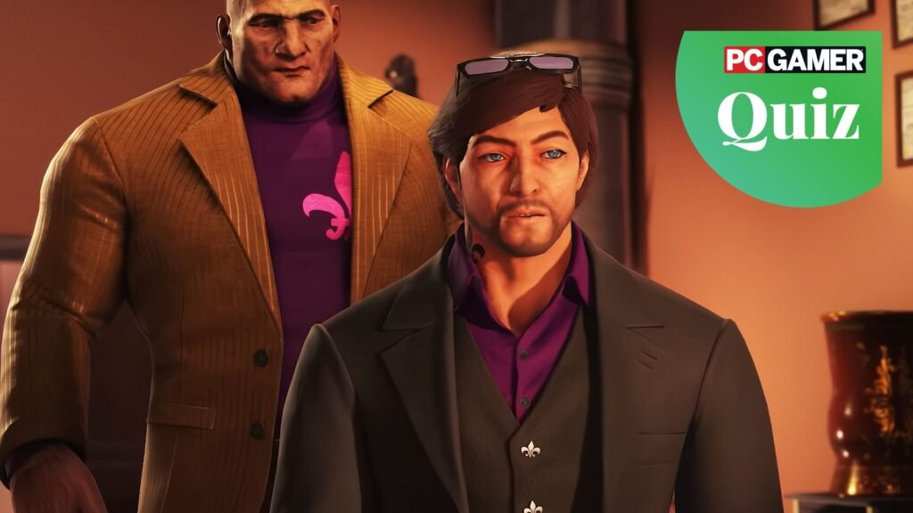 Saints Row: The Third characters with the PC Gamer quiz logo in the corner