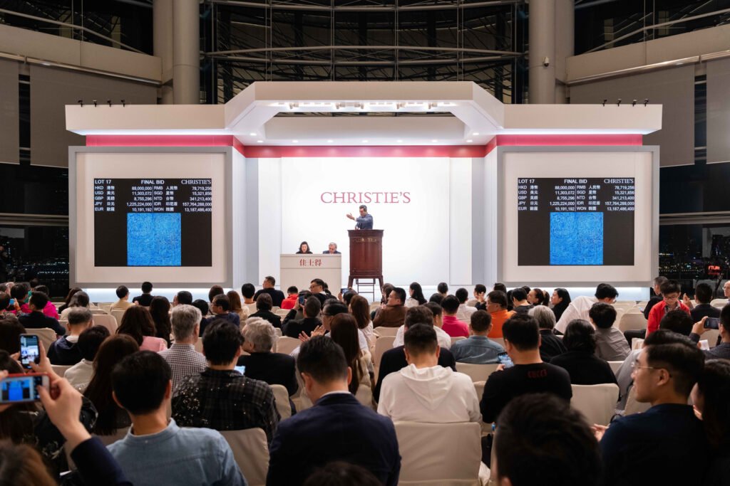 Art collectors and buyers are seen at a Christie
