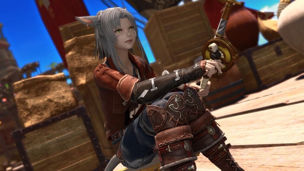 Final Fantasy 14 - A miqo'te fishing in Tuliyollal