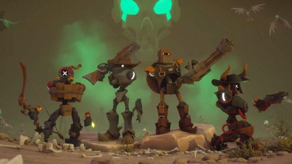 Steam week in review: Another online shooter winds down weeks after launch, as robot cowboys take over A party of robot cowboys brandish their guns in Far Far West.