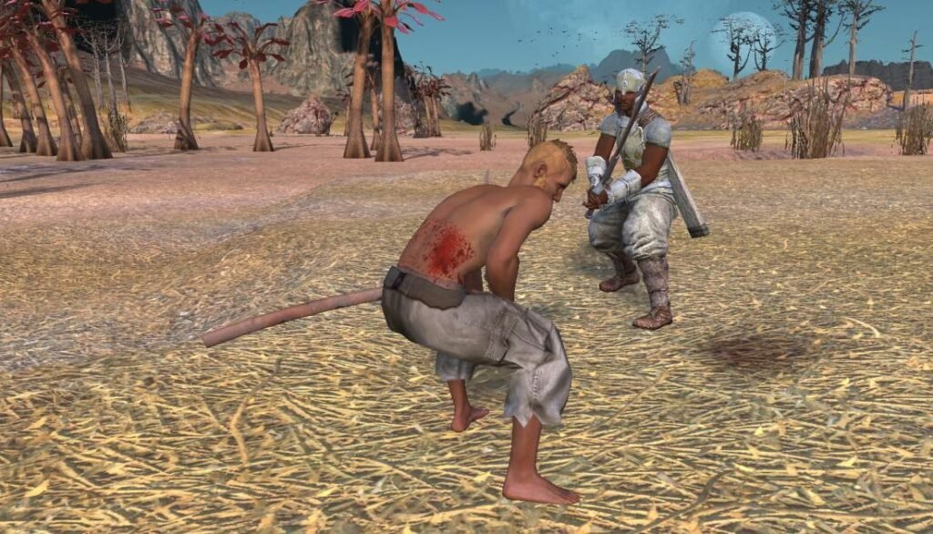 Sword fighters in a desert