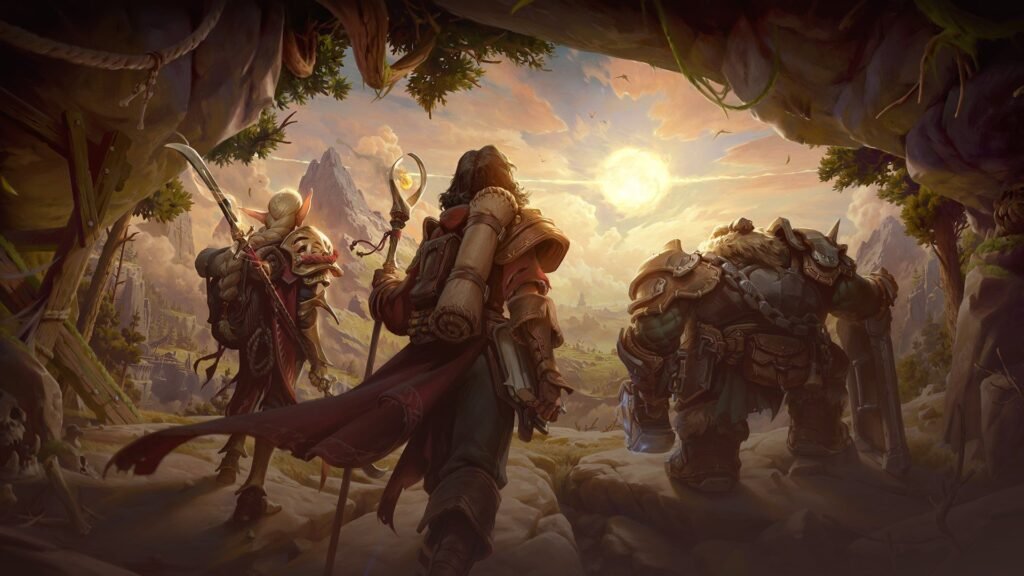 Artwork for IOI's upcoming Project Fantasy, showing three figures that resemble an elf, a human, and a dwarf.